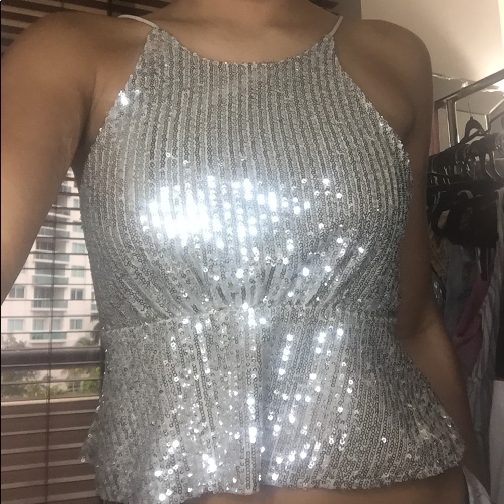 Zara sequin top with open back